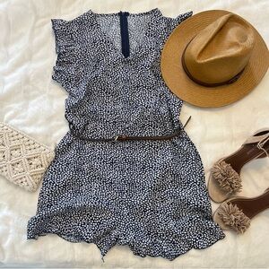 Navy and white floral romper